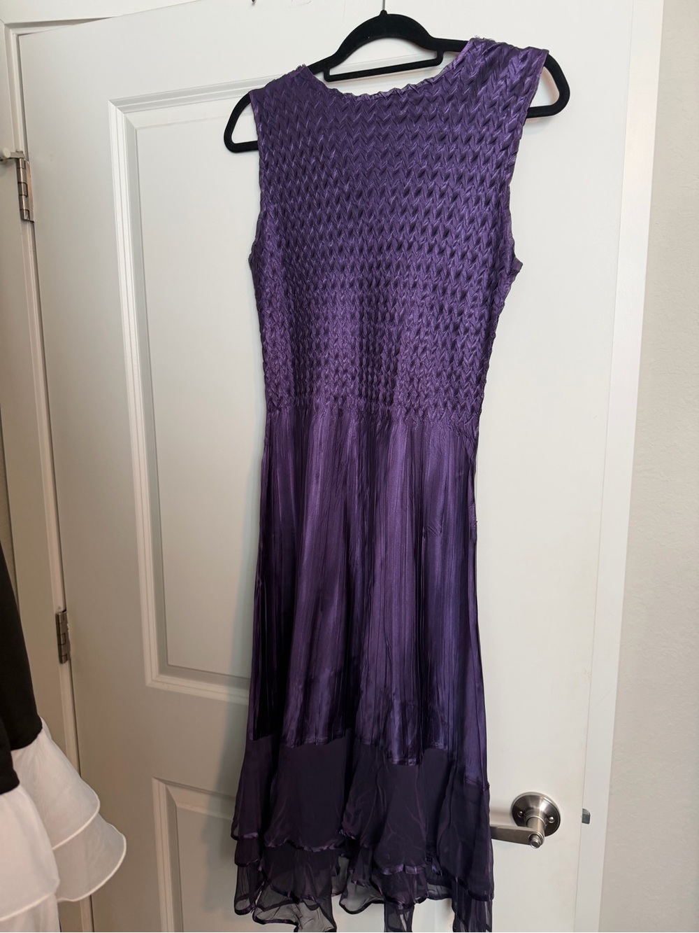 Komarov Purple Sleeveless Midi Dress with Textured Bodice